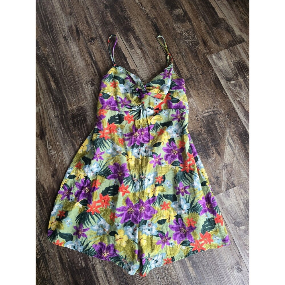 LUSH Women's Large Tropical One Piece Short Jumper Romper Lightweight